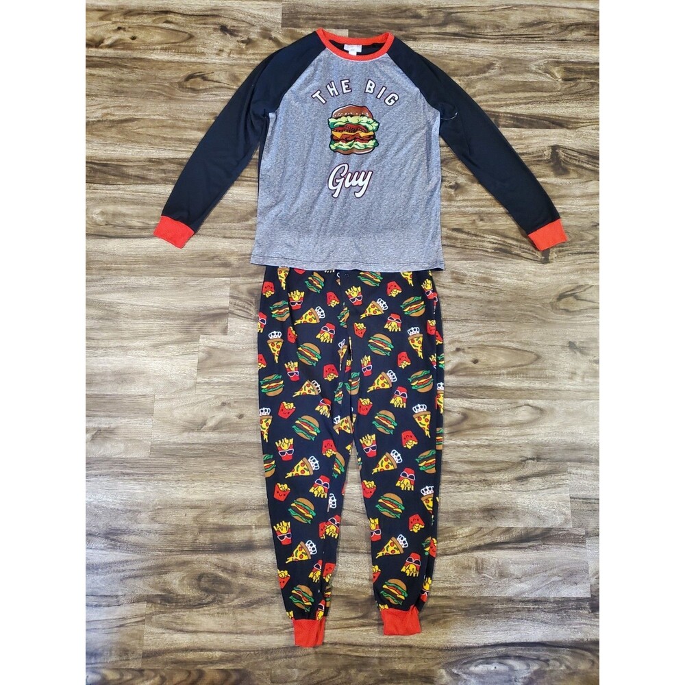 NWOT Men's Medium PJs + Pancakes The Big Guy Pajamas Fleece Pants LS 2pc Food